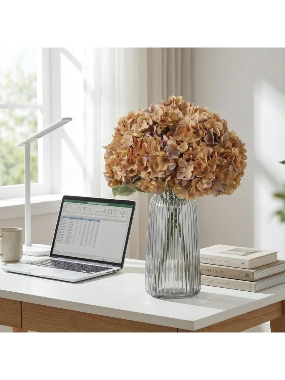Silk Hydrangea Flower Arrangements - Artificial Bouquets for Home, Wedding